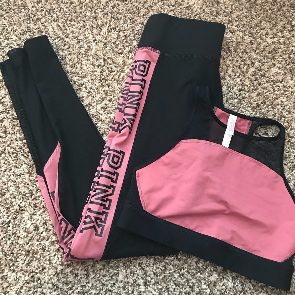 Victoria’s Secret Yoga Leggings/Top (black/Pink)